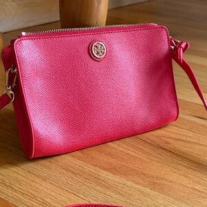 Tory Burch Red Leather Wristlet